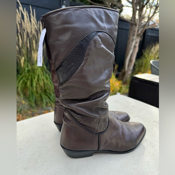 Bastien vintage leather fisherman core tall boots in brown - Picture 3 of 12